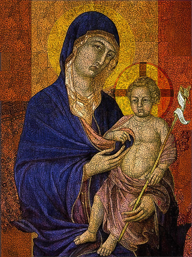 Christmas Digital Art - Madonna with Child and Cross by Estefan Gargost