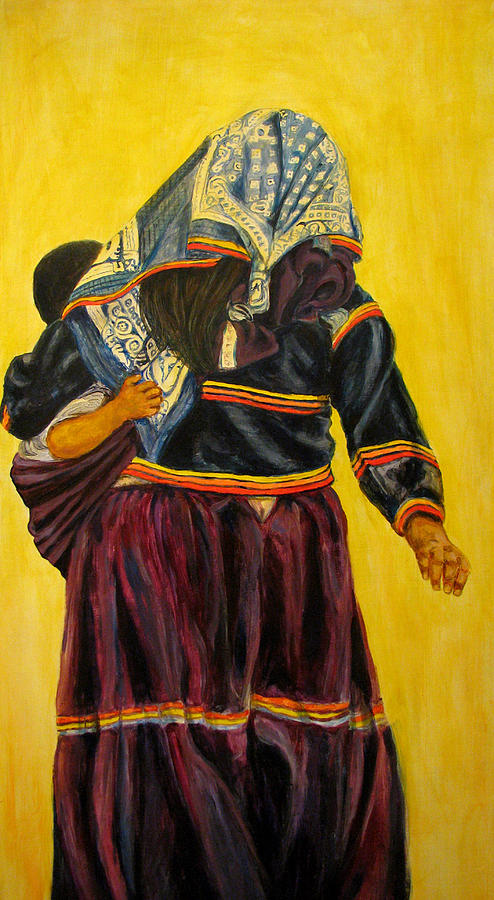 Madre con bebe Painting by Pat Haley