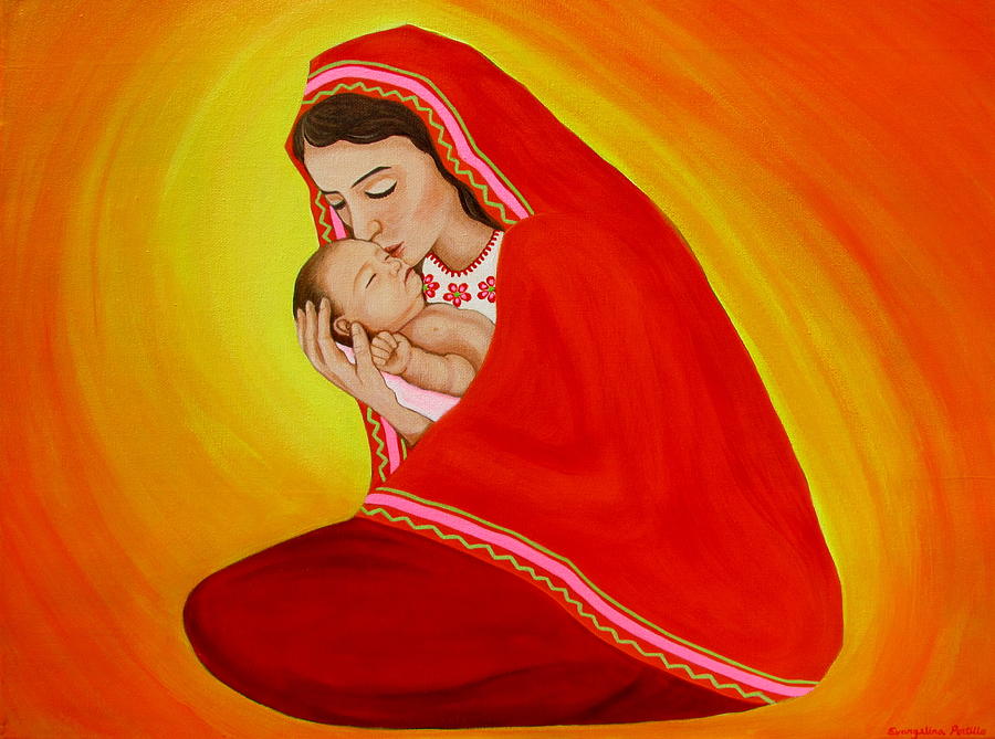 Mother And Child Painting - Madrecita by Evangelina Portillo
