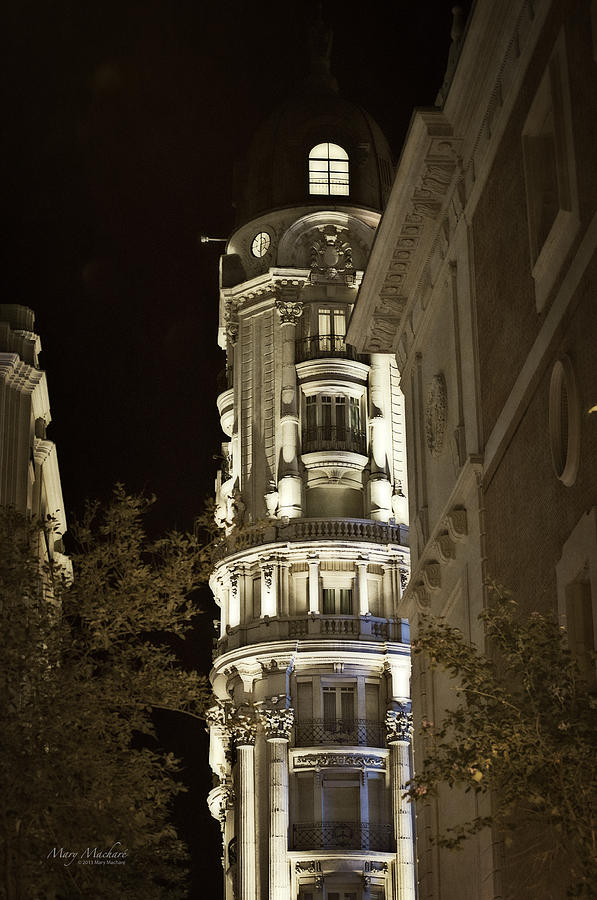 Madrid at Night Photograph by Mary Machare
