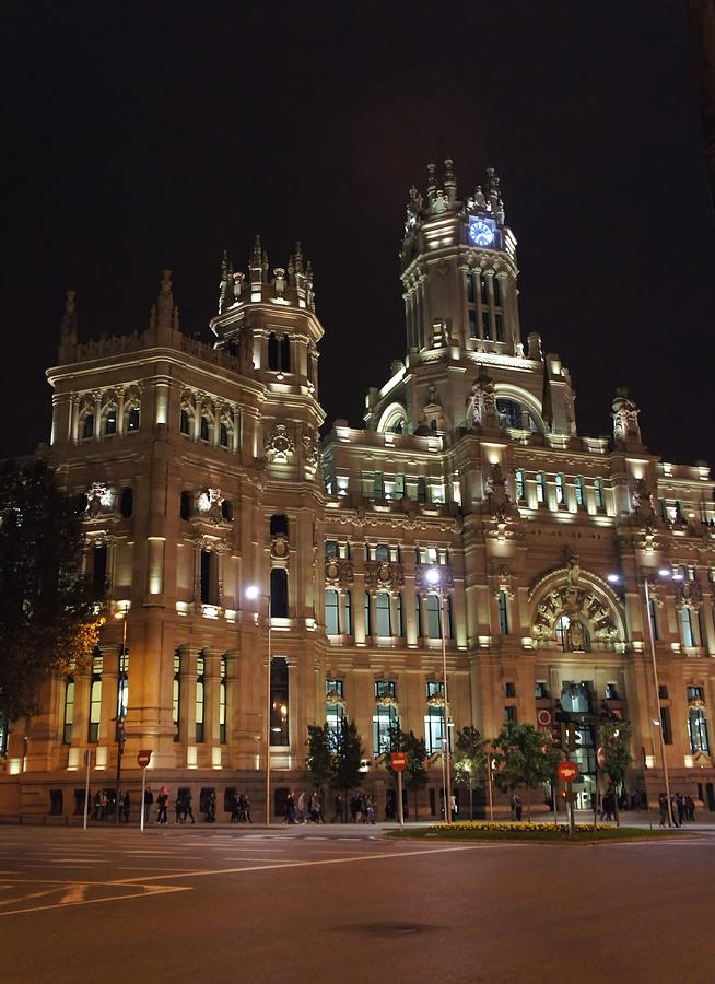 Madrid City Hall at Night Photograph by Jenny Hudson