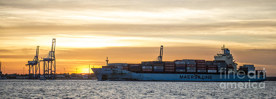 Maersk Line Container Ship in Charleston Harbor Photograph by David Oppenheimer
