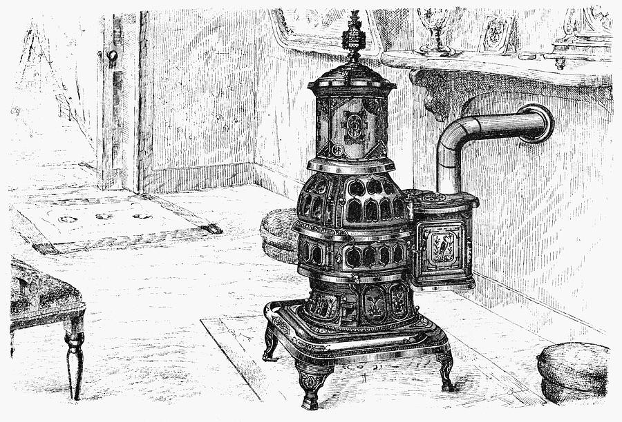 Magazine Stove, 1875 Drawing by Granger