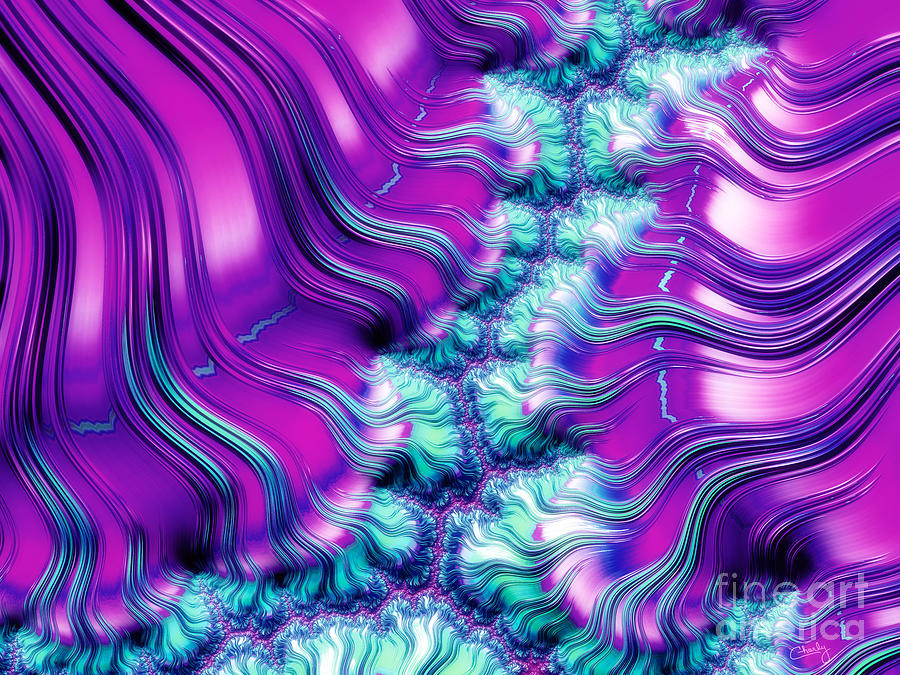 Magenta and Aqua Soft Fractal Abstract Digital Art by Imagery by Charly