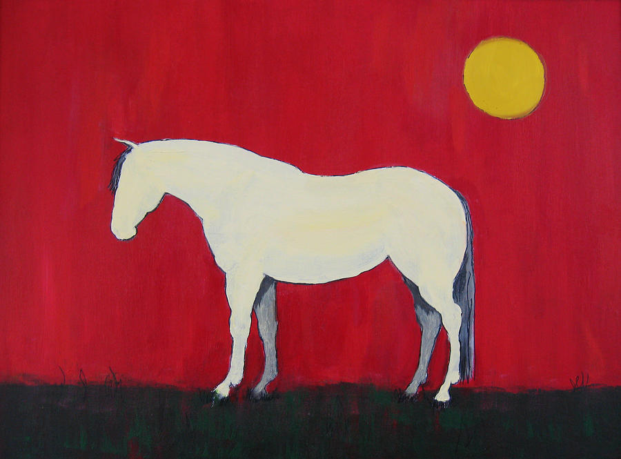 Maggie the Horse In The Moonlight Painting by Carol Jo Smidt