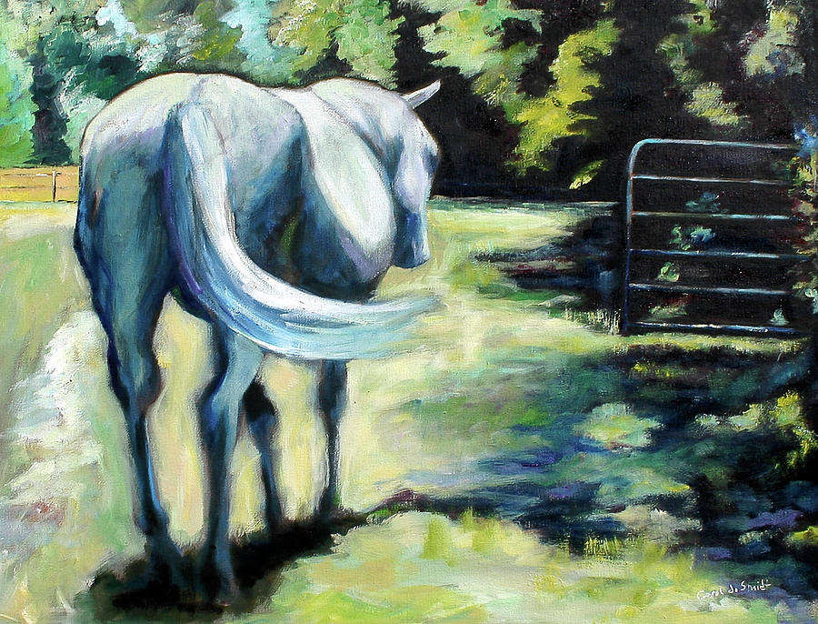 Horse Painting - Maggie The Horse In The Pasture by Carol Jo Smidt