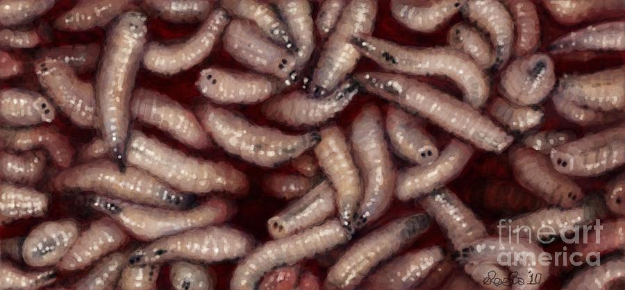 Insects Digital Art - Maggots by Andre Koekemoer
