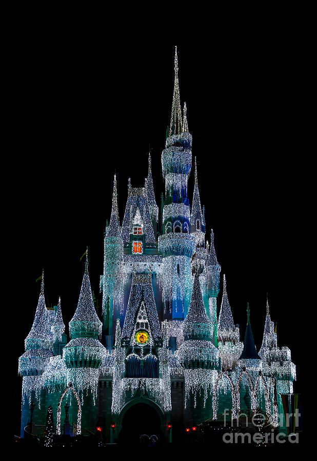 Magic Kingdom Castle Frozen Blue Frost for Christmas Photograph by Andy Myatt