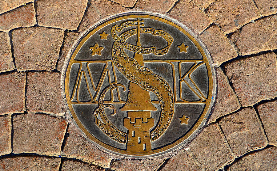 Brick Photograph - Magic Kingdom fantasyland street emblem by David Lee Thompson