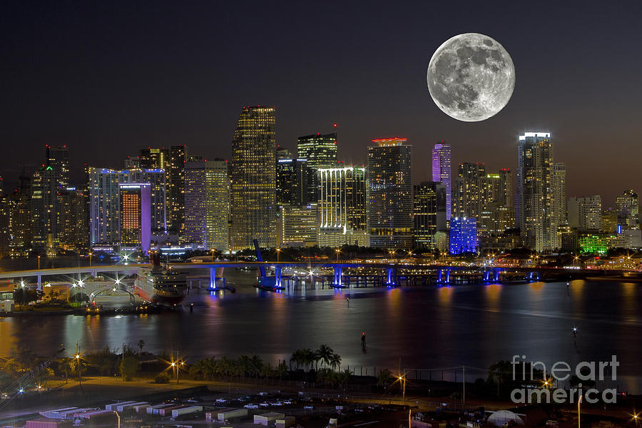 Miami Photograph - Magic Moon Over the Magic City by Rick Bravo