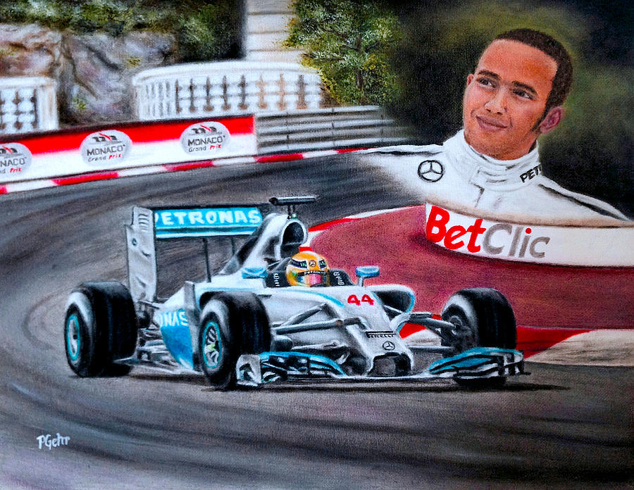 Magic of Monaco-Lewis Hamilton Painting by Dr Pat Gehr