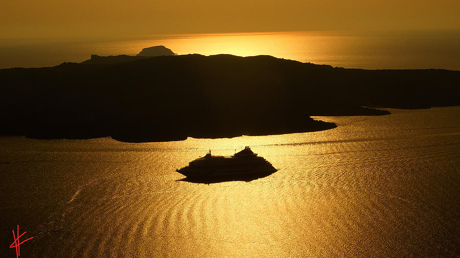 Flower Photograph - Magic Sunset View from Santorini Island  by Colette V Hera Guggenheim