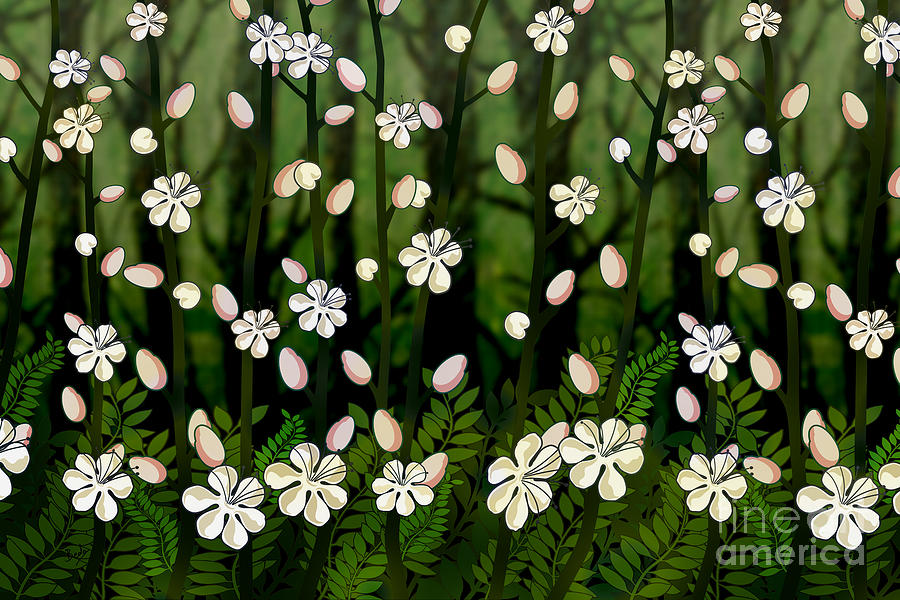 Spring Digital Art - Magical Blooms of the Deep Forest by Peter Awax