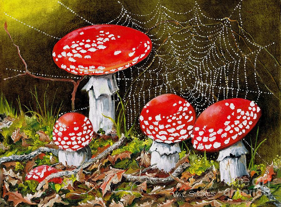 Magical Mushrooms No 2 Painting By Val Stokes   Magical Mushrooms No 2 Val Stokes 