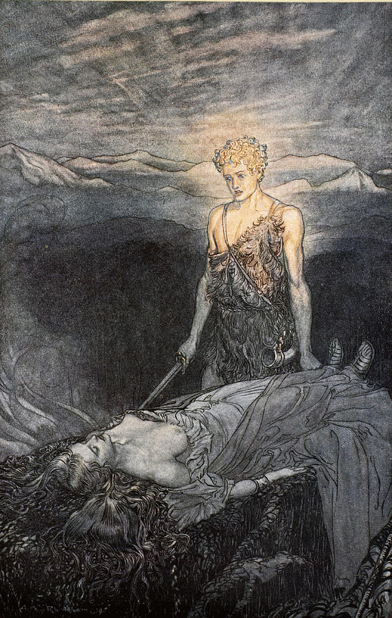 Valkyrie Drawing - Magical Rapture Pierces My Heart; Fixed by Arthur Rackham