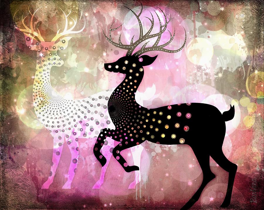 Christmas Digital Art - Magical Reindeers by Barbara Orenya