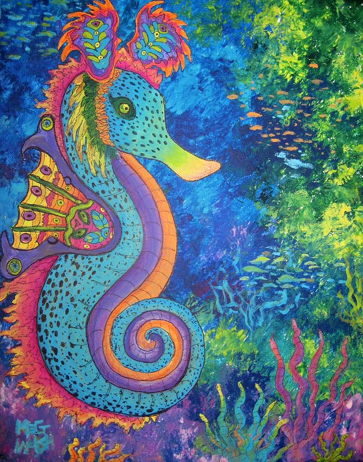 Magical seahorse Painting by Megan Walsh
