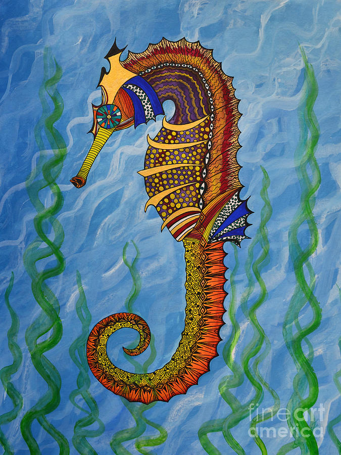 Magical Seahorse Painting by Suzette Kallen