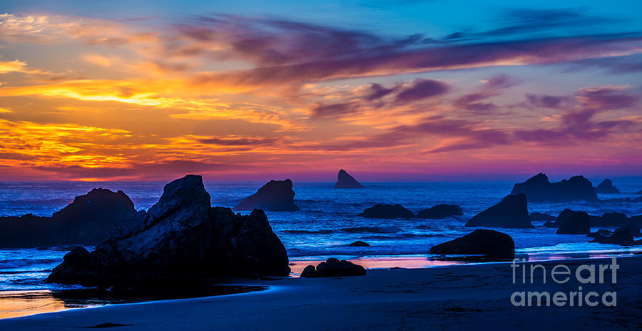 Magical Sunset - Harris Beach - Oregon Photograph by Gary Whitton