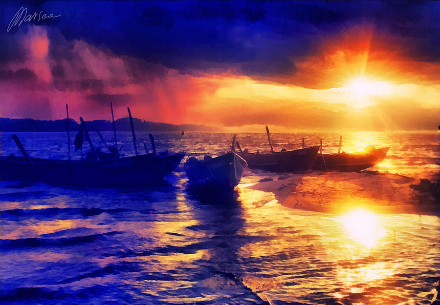 Sunset Digital Art - Magical sunset by Marina Likholat