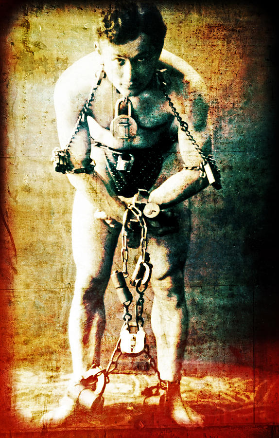 Magic Photograph - Magician Harry Houdini in Chains   by Jennifer Rondinelli Reilly - Fine Art Photography