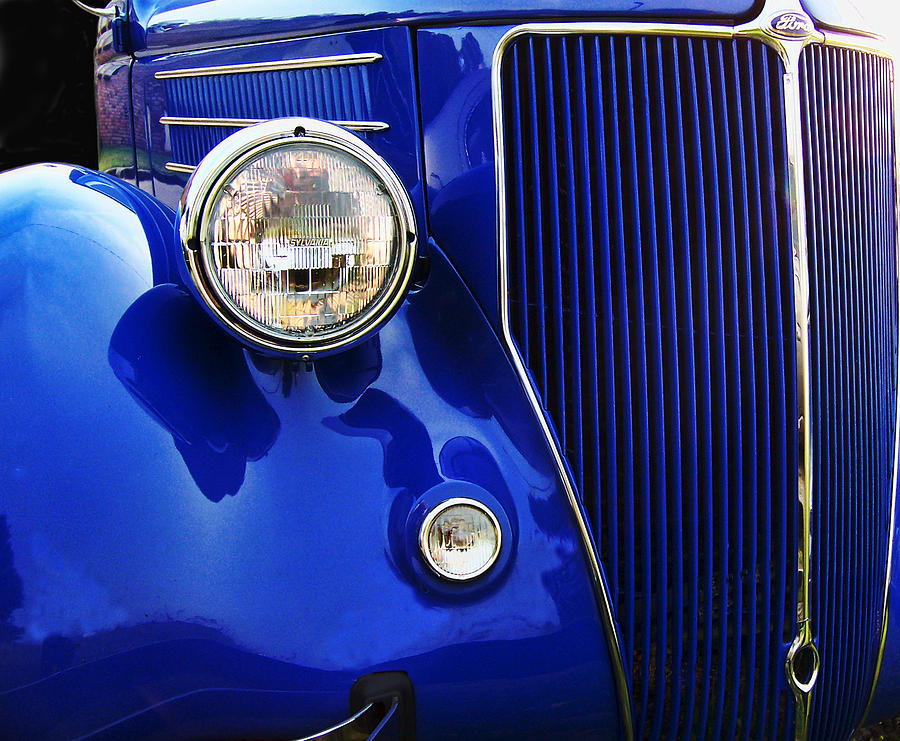 Magnificent Blue Classic Cabriolet Front End Photograph by Kathy Clark