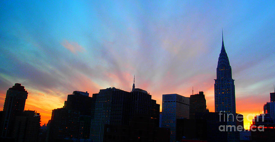 Magnificent Sunset with Chrysler Building - New York City Skyline Photograph by Miriam Danar