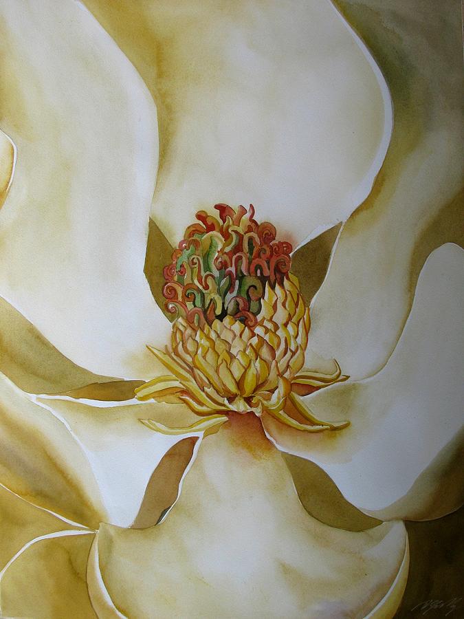 Magnolia In White Painting by Alfred Ng