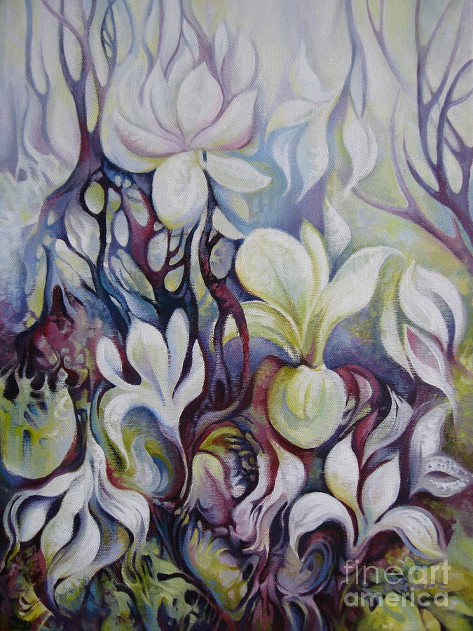 Magnolia blossom Painting by Elena Oleniuc