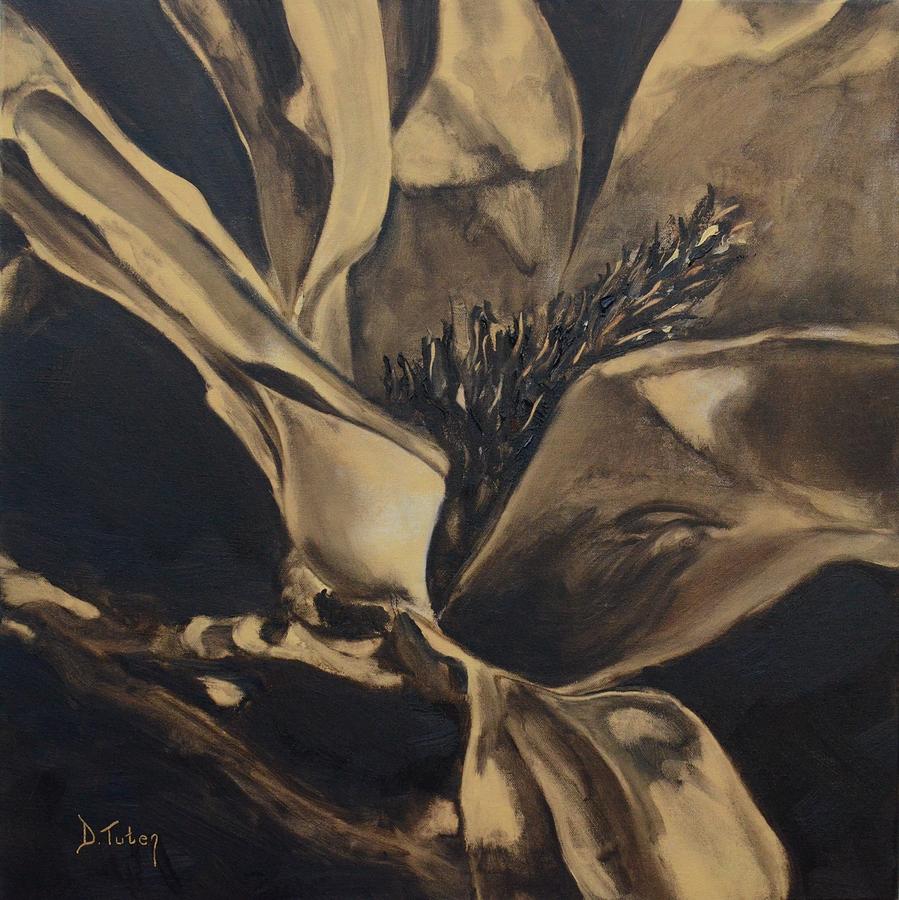 Magnolia Blossom in Sepia Painting by Donna Tuten
