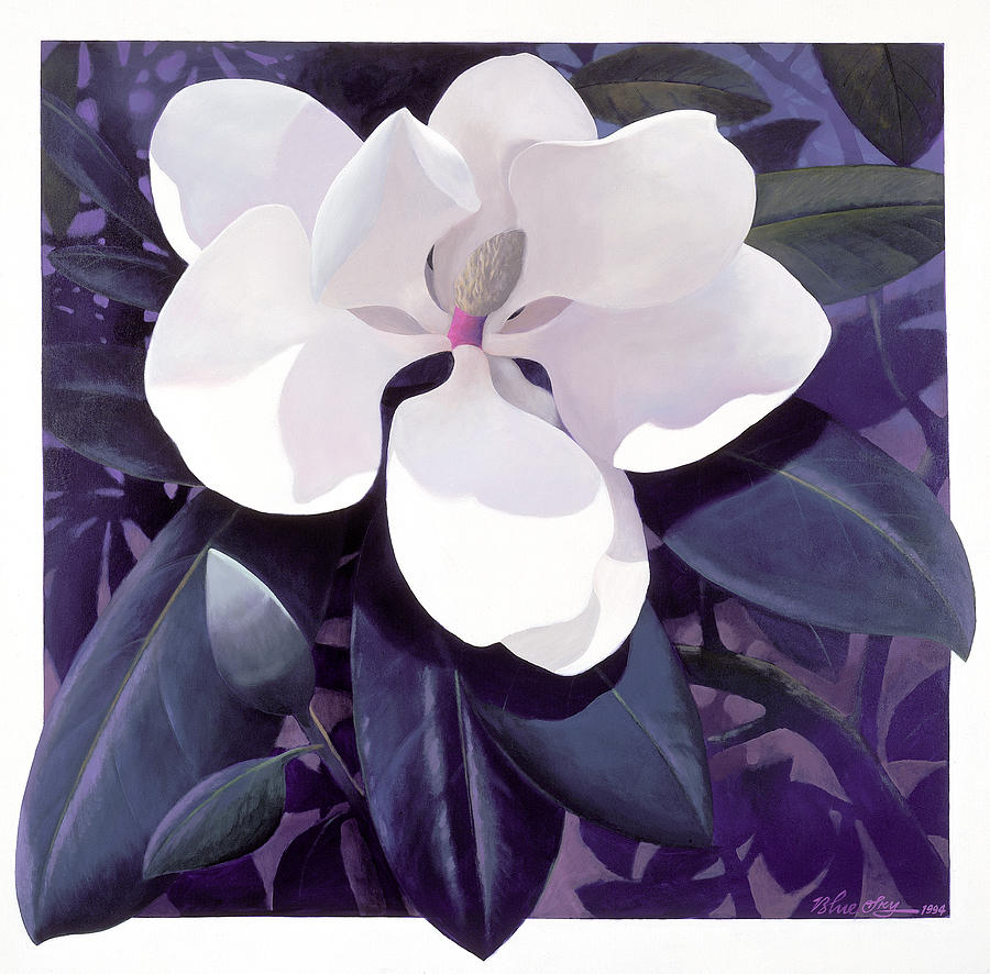 Magnolia Painting by Blue Sky
