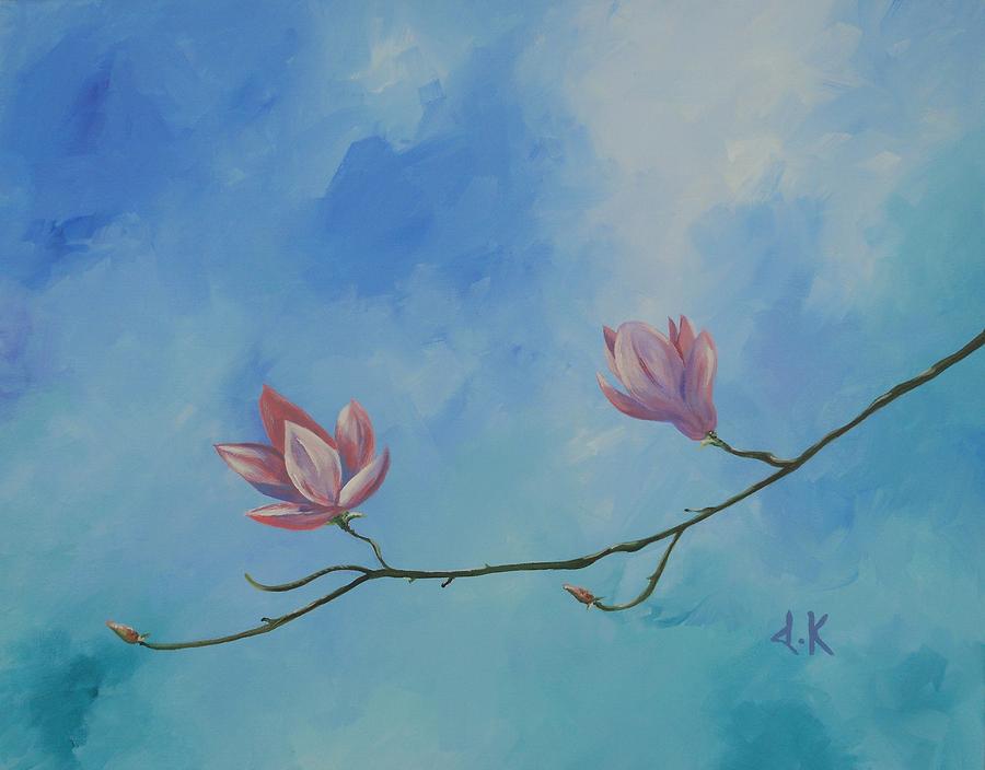 Magnolia branch Painting by David Keenan