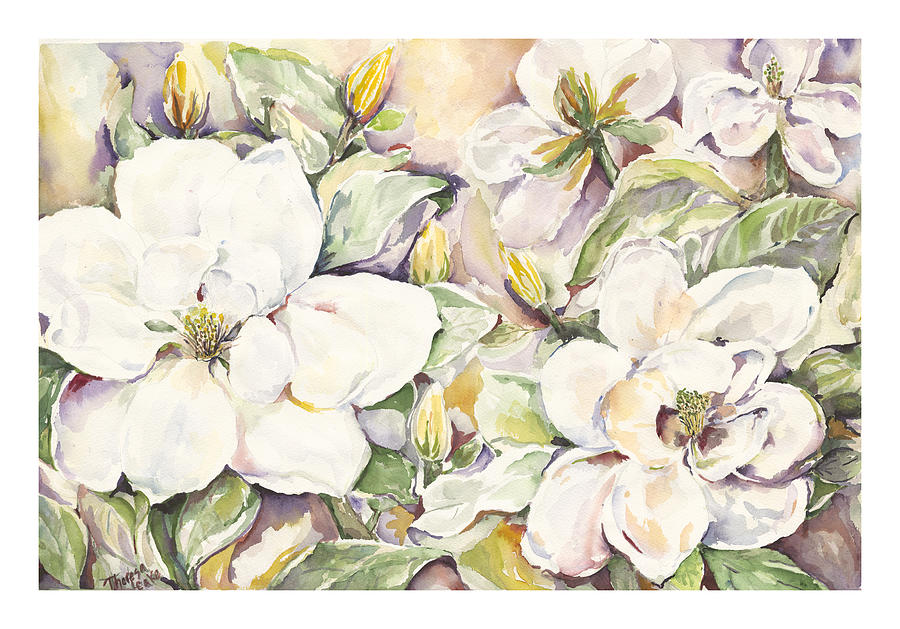 Magnolia Painting by M Theresa Leake