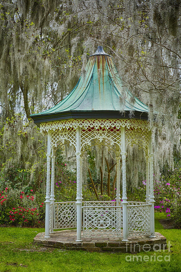Spring Photograph - Magnolia Plantation Gazebo by Carrie Cranwill