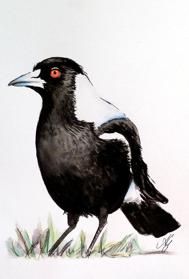 Bird Painting - Magpie # 2 by Anne Gardner