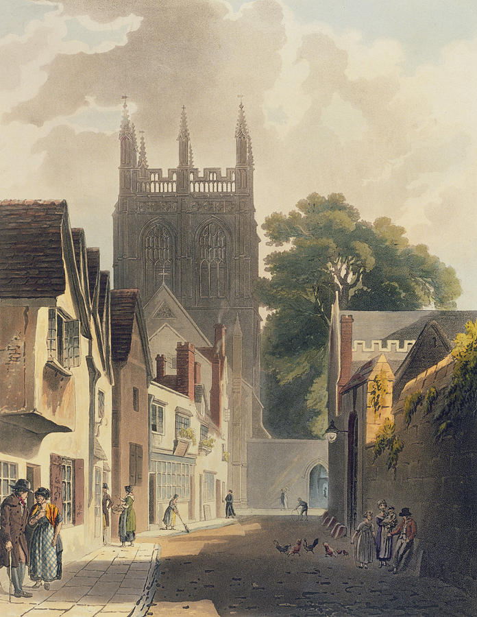 University Drawing - Magpie Lane, Oxford, Illustration by Augustus Charles Pugin