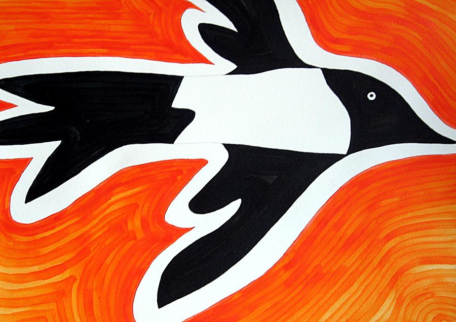 Magpie original painting SOLD Painting by Sol Luckman