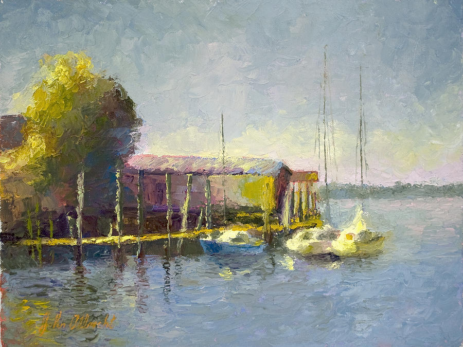 Boat Painting - Magwood Docks by John Albrecht