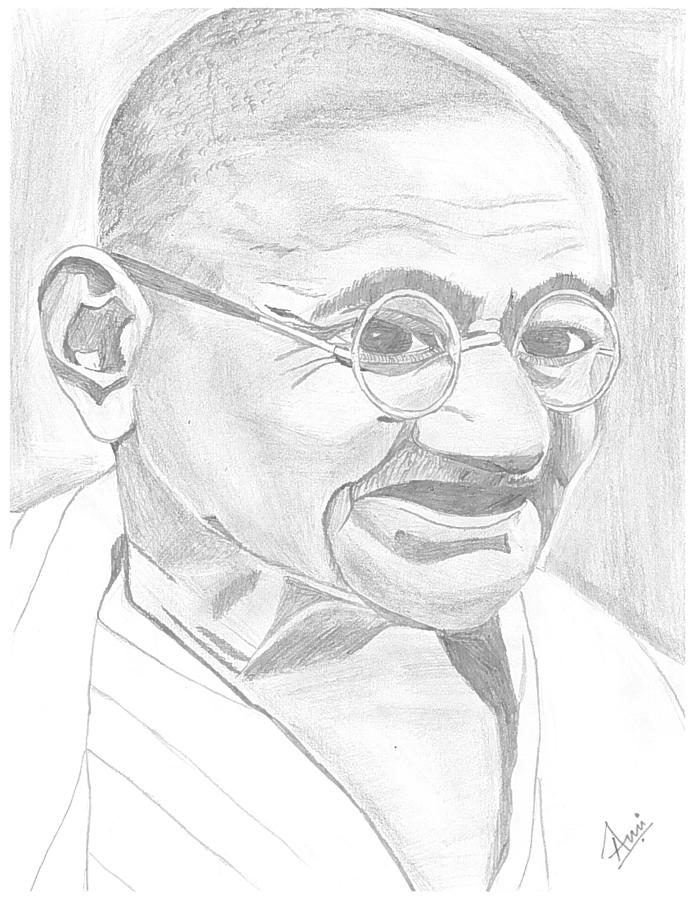 Painting Of Gandhi Ji In Sketch Size 215246 Sq - GranNino