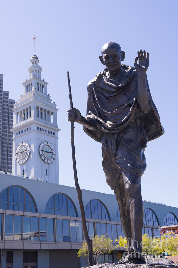 San Francisco Photograph - Mahatma Gandhi At The Port of San Francisco Ferry Building on The Embarcadero DSC1647 by Wingsdomain Art and Photography