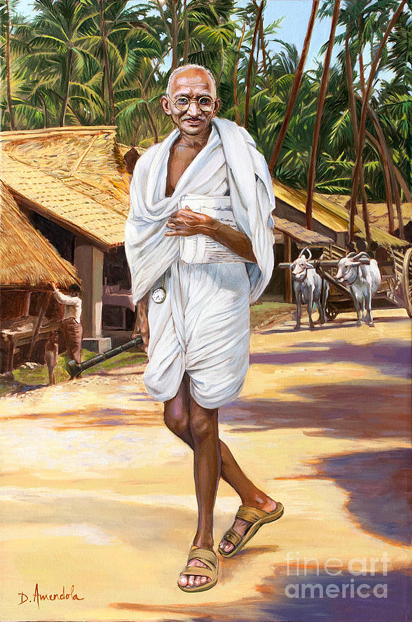 Portrait Painting - Mahatma Gandhi by Dominique Amendola