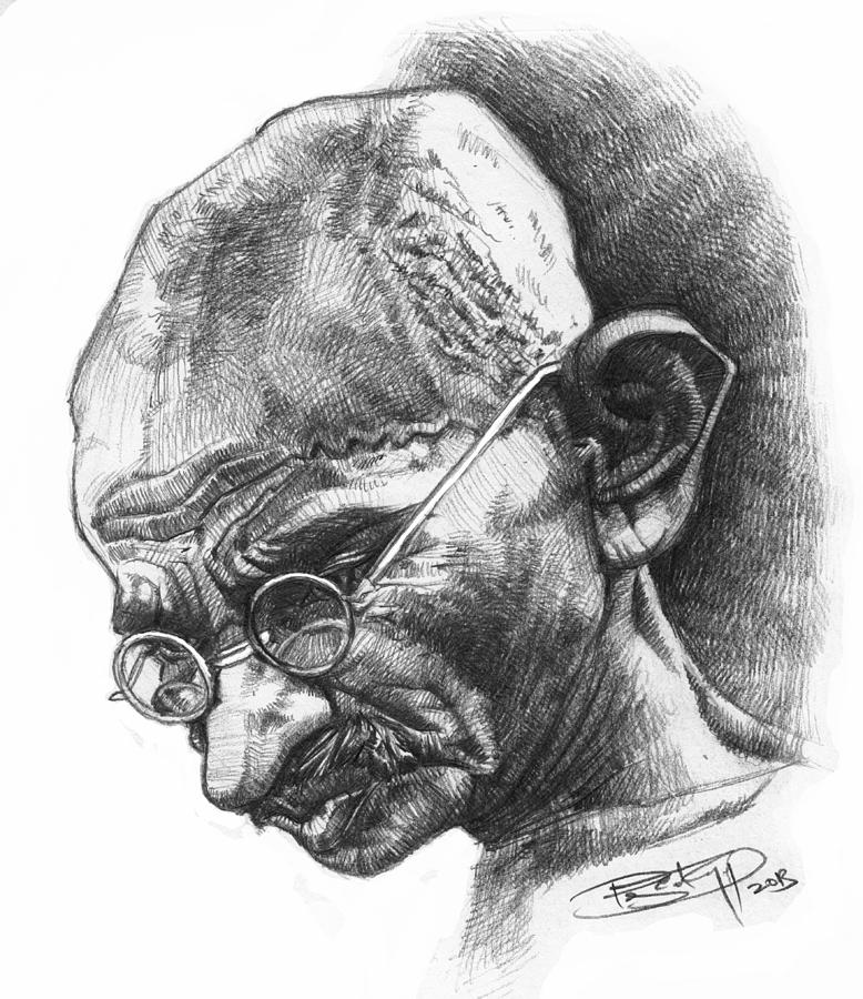 Mahatma Gandhi Drawing by Allwyn Furtado - Pixels