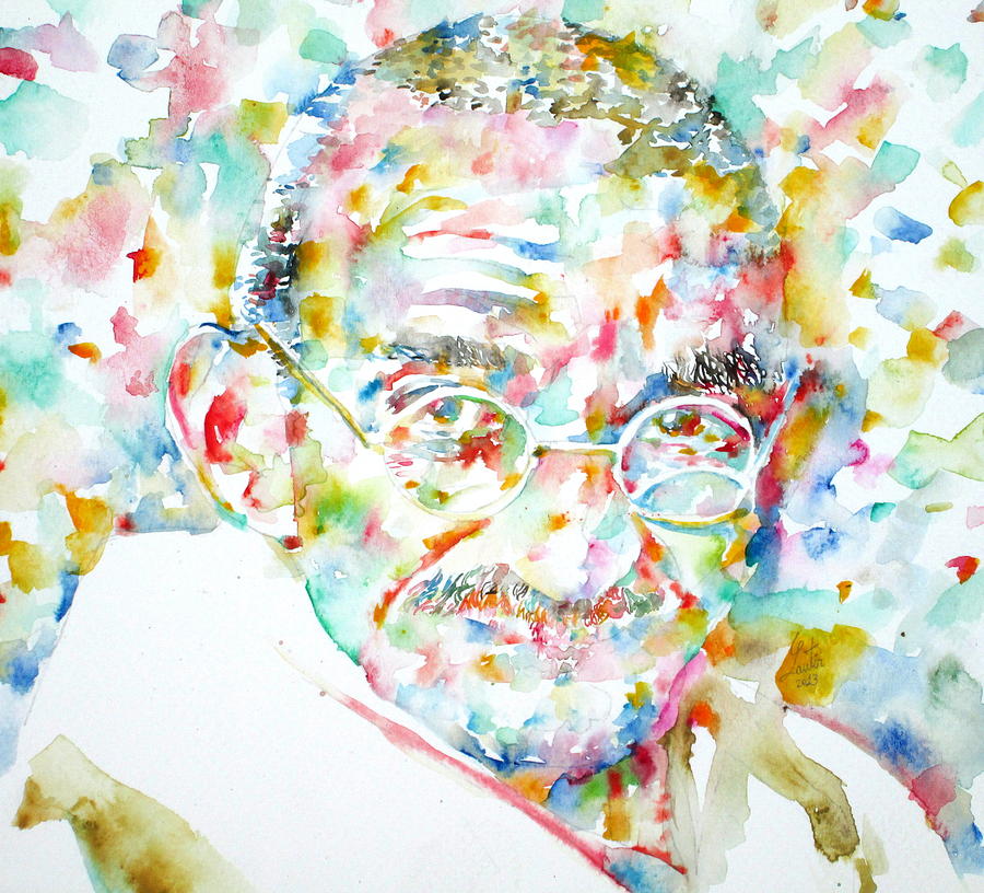 Mahatma Gandhi Painting - MAHATMA GANDHI watercolor portrait.1 by Fabrizio Cassetta