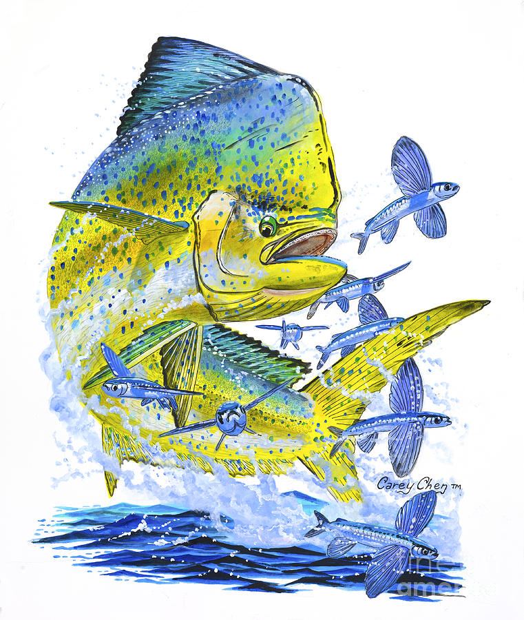 Christmas Mahi Digital Prints Fish Painting Fly Fishing Print