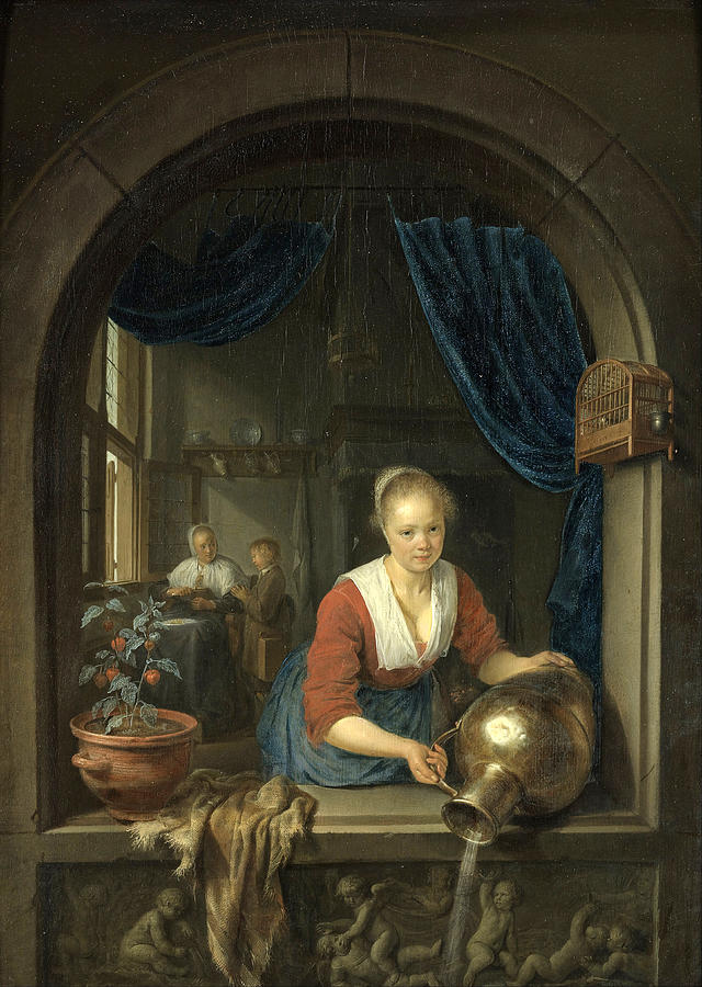 Maid at the window Painting by Gerrit Dou | Fine Art America