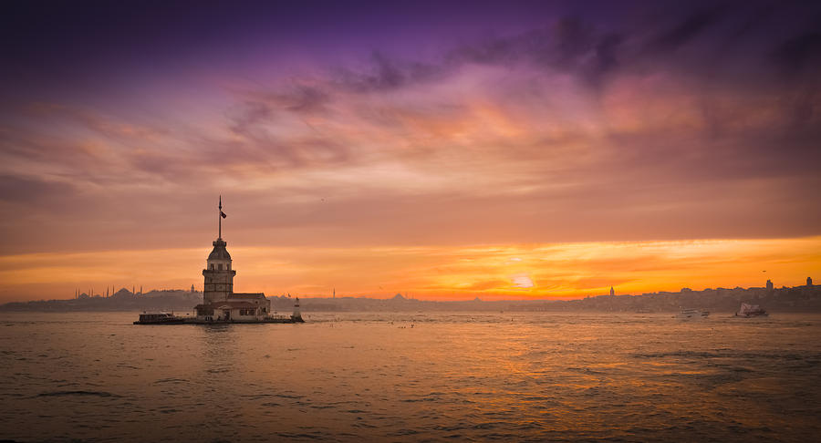 Sunset Photograph - Maidens Tower  by Yasar Ugurlu