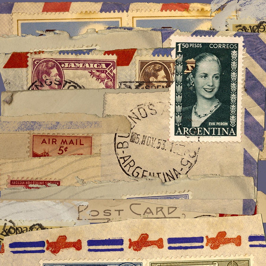 Stamp Photograph - Mail Collage Eva Peron by Carol Leigh