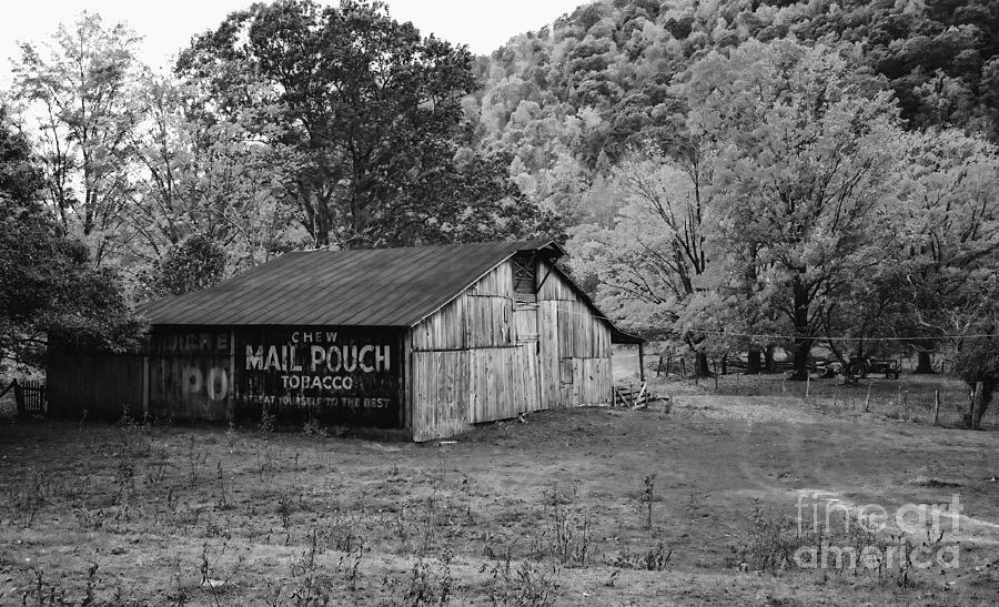 Mail Pouch Tobacco Barn black and white Photograph by Kathleen K Parker