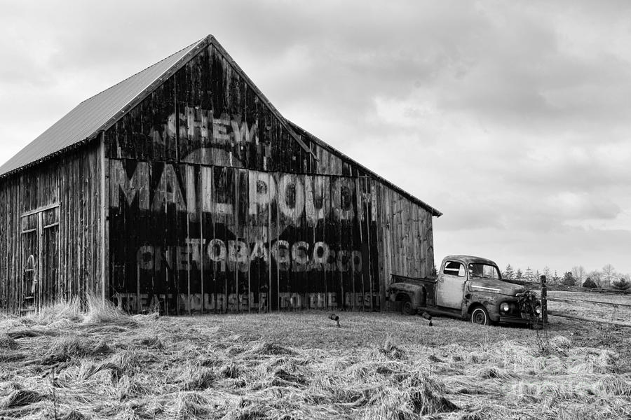 Mail Pouch Tobacco Barn in Black and White Photograph by Paul Ward