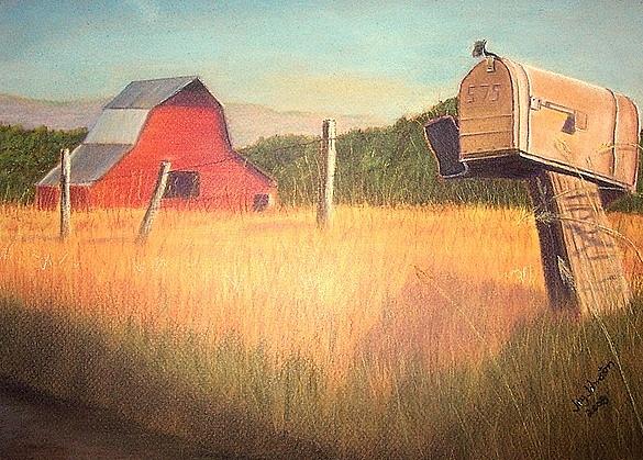 Mailbox and Barn Painting by Jay Johnston